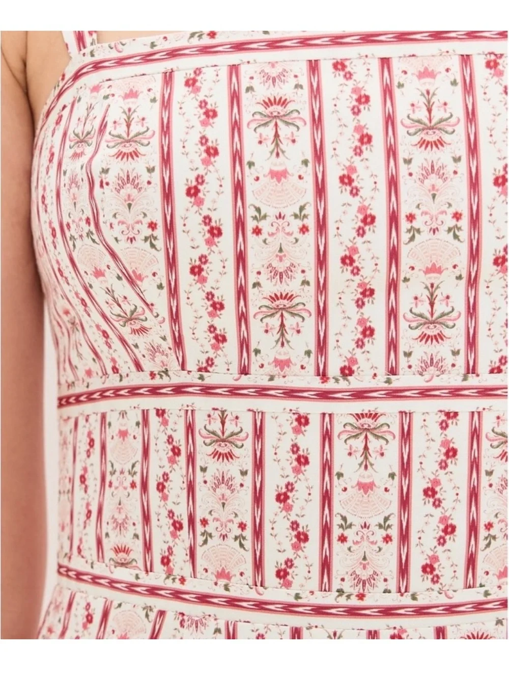 Hill House Strapless Pink & White Floral Midi Dress - Picture 3 of 16